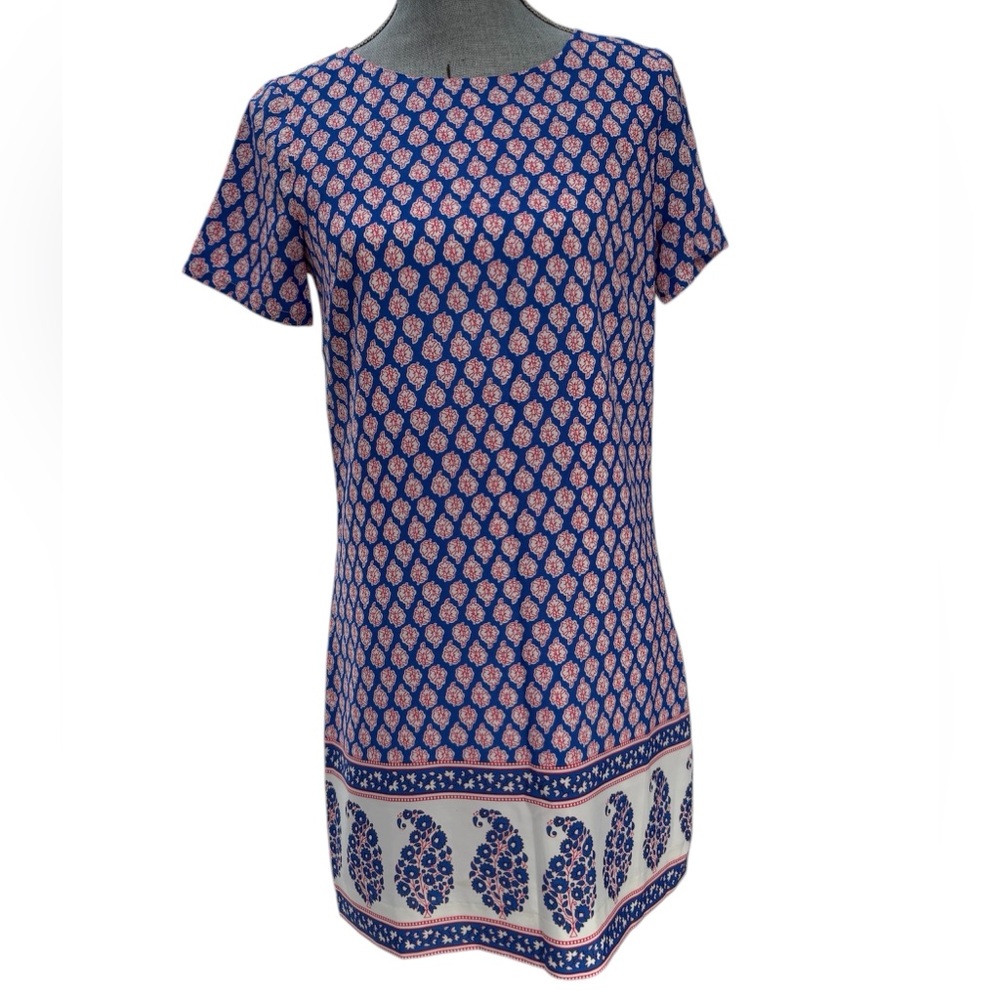 J. Crew Colourful Silky Summer Casual Weekend Short-sleeve Mini Dress